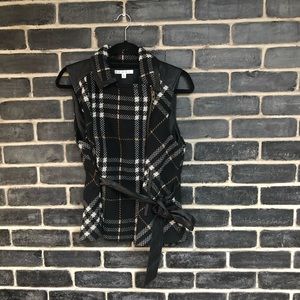 CABI MOTO PLAID VEST WITH TIE